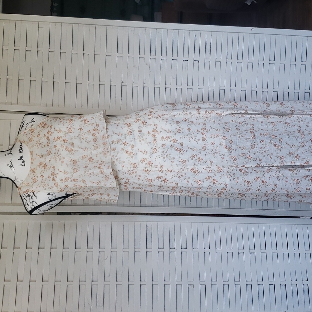 Free People Orange and Cream Sheath Maxi Dress Mock Neck